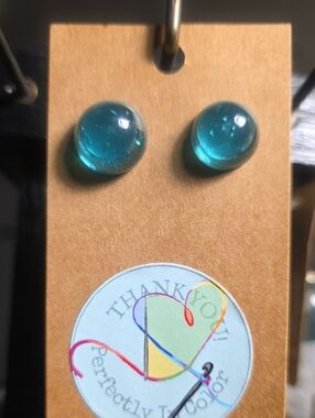 Turquoise Glass Stud Earrings